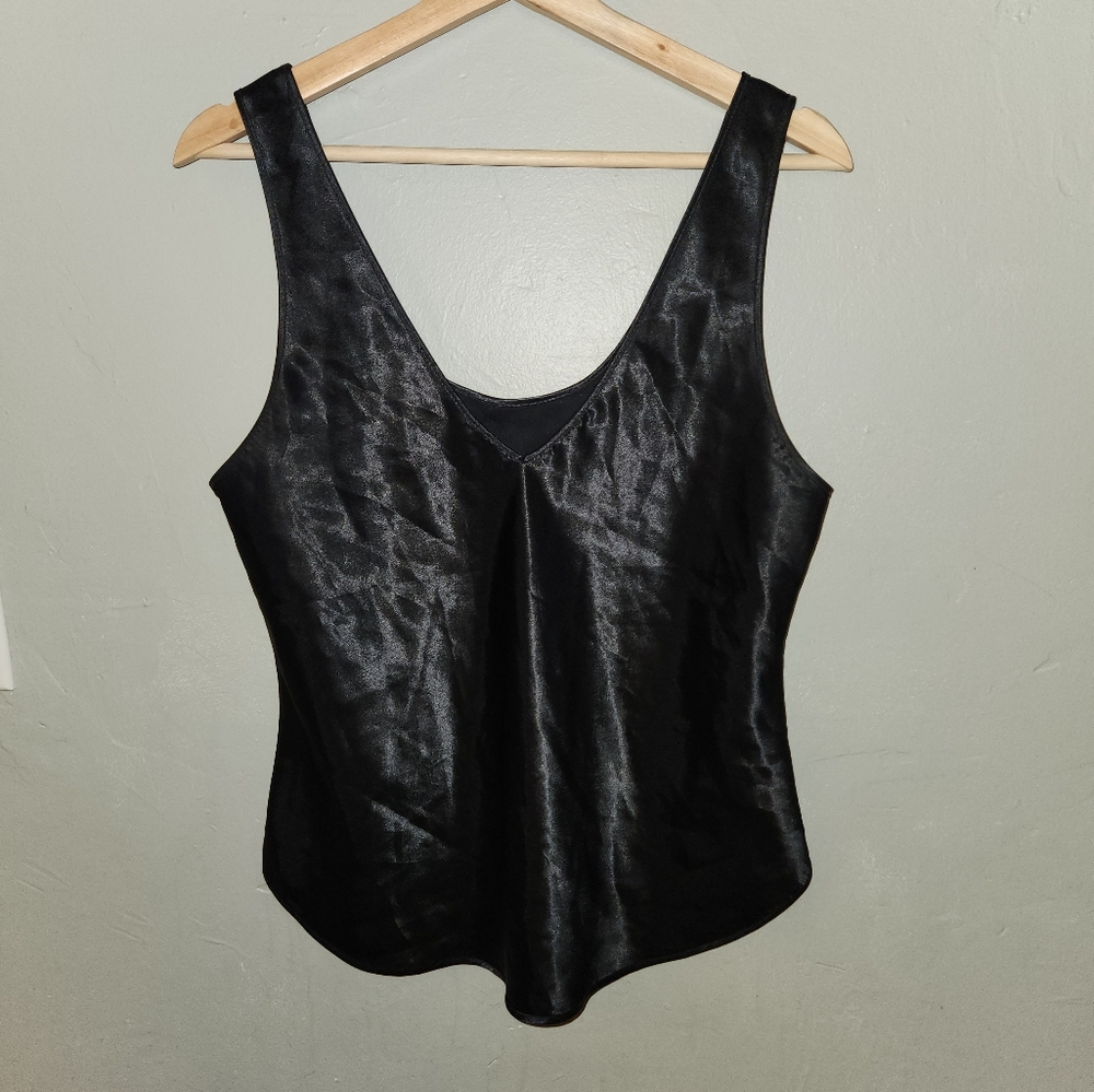 Vintage 1970s Black Satin Camisole by Far West